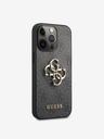 Guess PU 4G Metal Logo Zadní Kryt pro iPhone 13 Pro Grey Obal na telefon