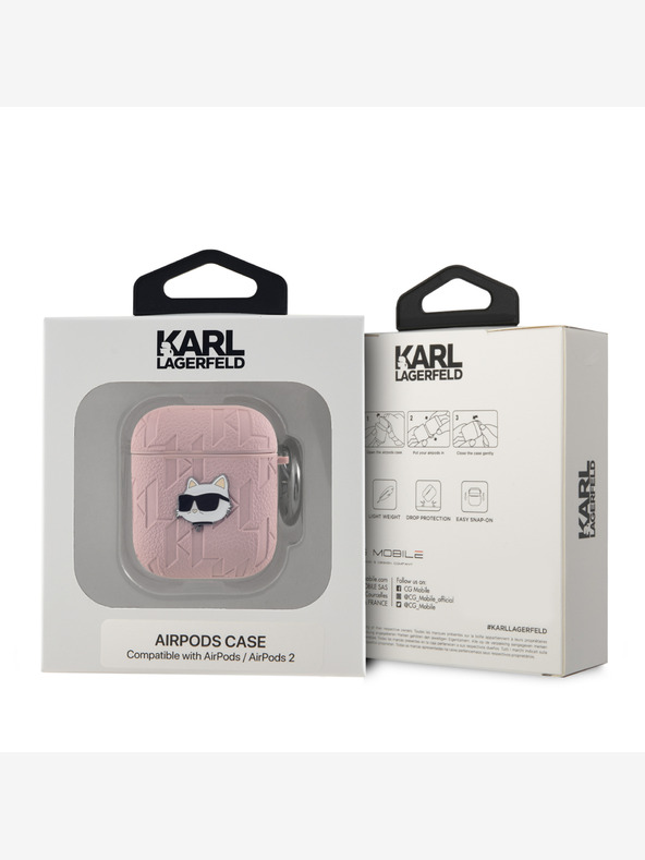 Karl Lagerfeld AirPods 1/2 Pink Obal Růžová