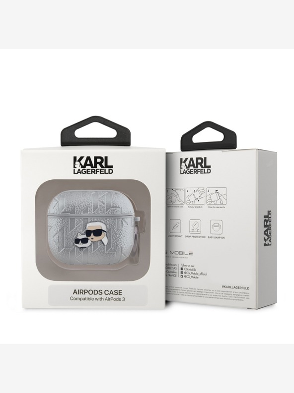 Karl Lagerfeld AirPods 3 Silver Obal Stříbrná