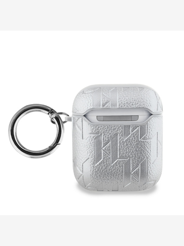 Karl Lagerfeld AirPods 1/2 Silver Obal Stříbrná