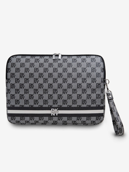 DKNY PU Leather Checkered Pattern and Stripe Notebook 13/14 Black" Obal