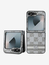 DKNY PU Leather Checkered Pattern and Stripe Zadní Kryt pro Samsung Galaxy Z Flip 6 Beige Obal na telefon