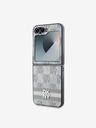 DKNY PU Leather Checkered Pattern and Stripe Zadní Kryt pro Samsung Galaxy Z Flip 6 Beige Obal na telefon