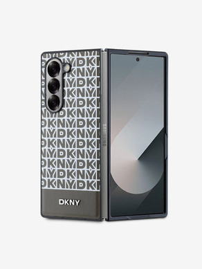 DKNY PU Leather Repeat Pattern Bottom Stripe MagSafe Zadní Kryt pro Samsung Galaxy Z Fold 6 Brown Obal na telefon