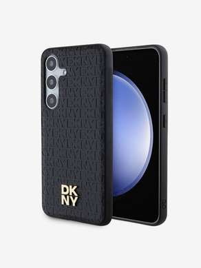 DKNY PU Leather Repeat Pattern Stack Logo Magsafe Zadní Kryt pro Samsung Galaxy S24+ Black Obal na telefon