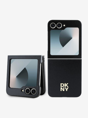 DKNY PU Leather Stack Logo Zadní Kryt pro Samsung Galaxy Z Flip 6 Black Obal na telefon