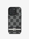 DKNY PU Leather Checkered Pattern and Stripe iPhone 16 Pro Max Black Obal na telefon