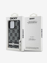 DKNY PU Leather Checkered Pattern and Stripe iPhone 16 Pro Max Black Obal na telefon