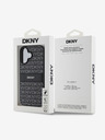 DKNY PU Leather Repeat Pattern Tonal Stripe iPhone 16 Plus Black Obal na telefon