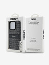 DKNY PU Leather Repeat Pattern Tonal Stripe iPhone 16 Pro Max Black Obal na telefon