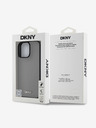 DKNY PU Leather Silver Metal Logo Magsafe iPhone 16 Pro Grey Obal na telefon