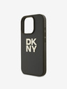 DKNY PU Leather Stack Logo Wrist Strap iPhone 16 Pro Green Obal na telefon