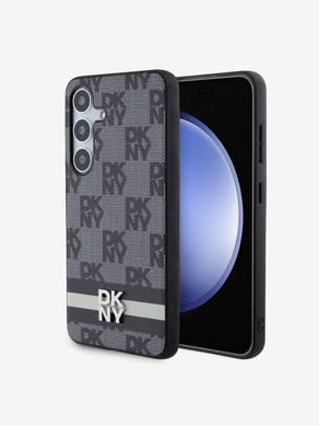 DKNY PU Leather Checkered Pattern and Stripe Samsung Galaxy S24+ Black Obal na telefon