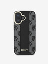 DKNY PU Leather Checkered Pattern Magsafe iPhone 16 Black Obal na telefon