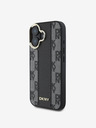 DKNY PU Leather Checkered Pattern Magsafe iPhone 16 Black Obal na telefon