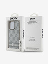 DKNY PU Leather Checkered Pattern and Stripe iPhone 16 Pro Beige Obal na telefon