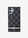 DKNY PU Leather Checkered Pattern and Stripe Samsung Galaxy S24 Ultra Black Obal na telefon