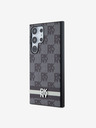 DKNY PU Leather Checkered Pattern and Stripe Samsung Galaxy S24 Ultra Black Obal na telefon