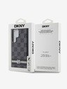 DKNY PU Leather Checkered Pattern and Stripe Samsung Galaxy S24 Ultra Black Obal na telefon