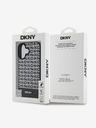 DKNY PU Leather Repeat Pattern Bottom Stripe MagSafe Zadní Kryt pro iPhone 16 Plus Black Obal na telefon