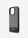 DKNY PU Leather Repeat Pattern Bottom Stripe MagSafe Zadní Kryt pro iPhone 16 Pro Max Black Obal na telefon