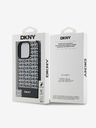 DKNY PU Leather Repeat Pattern Bottom Stripe MagSafe Zadní Kryt pro iPhone 16 Pro Max Black Obal na telefon