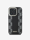 DKNY PU Leather Checkered Pattern Magsafe iPhone 16 Pro Max Black Obal na telefon