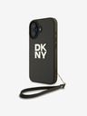 DKNY PU Leather Stack Logo Wrist Strap iPhone 16 Green Obal na telefon