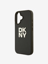 DKNY PU Leather Stack Logo Wrist Strap iPhone 16 Green Obal na telefon