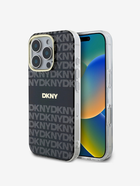 DKNY PC/TPU Repeat Pattern Tonal Stripe Magsafe Zadní Kryt pro iPhone 16 Pro Max Black Obal na telefon