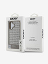 DKNY PU Leather Repeat Pattern Bottom Stripe MagSafe Zadní Kryt pro iPhone 16 Brown Obal na telefon