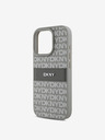 DKNY PU Leather Repeat Pattern Tonal Stripe iPhone 16 Pro Max Beige Obal na telefon