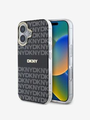 DKNY Repeat Pattern Tonal Stripe Magsafe iPhone 16 Black Obal na telefon