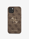 Guess PU 4G Metal Logo Zadní Kryt pro iPhone 13 Brown Obal na telefon