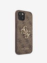 Guess PU 4G Metal Logo Zadní Kryt pro iPhone 13 Brown Obal na telefon