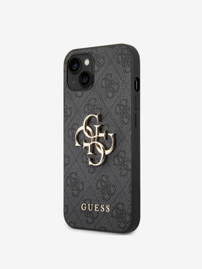 Guess PU 4G Metal Logo Zadní Kryt pro iPhone 14 Grey Obal na telefon