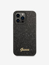 Guess PC/TPU Glitter Flakes Metal Logo iPhone 14 Pro Max Black Obal na telefon