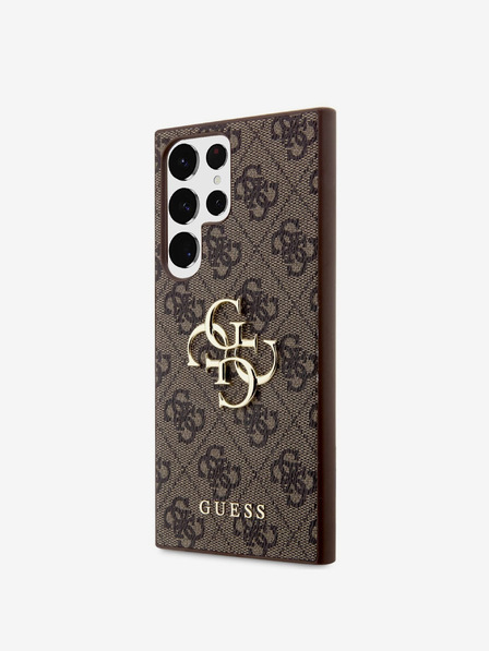 Guess PU 4G Metal Logo Samsung Galaxy S23 Ultra Brown Obal na telefon