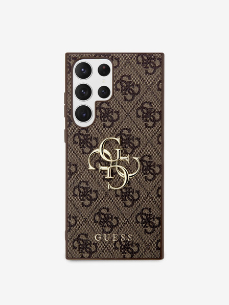 Guess PU 4G Metal Logo Samsung Galaxy S23 Ultra Brown Obal na telefon