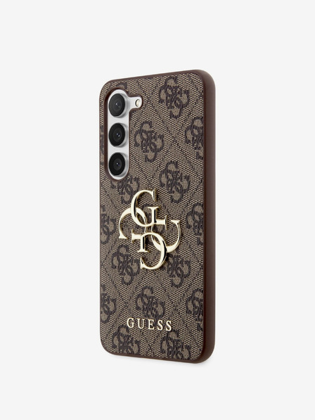 Guess PU 4G Metal Logo Zadní Kryt pro Samsung Galaxy S23 Brown Obal na telefon