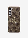 Guess PU 4G Metal Logo Zadní Kryt pro Samsung Galaxy S23 Brown Obal na telefon