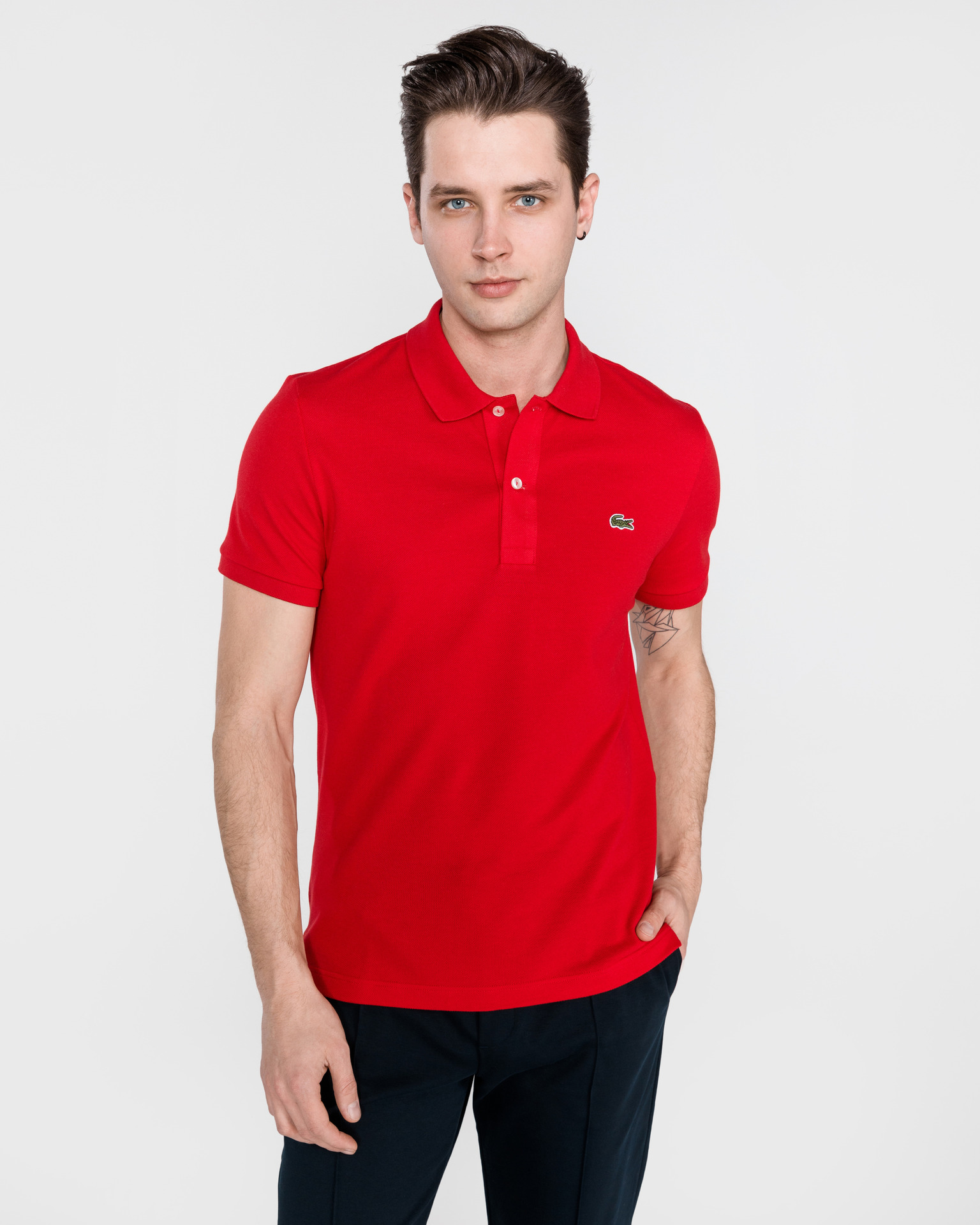 red lacoste polo shirt